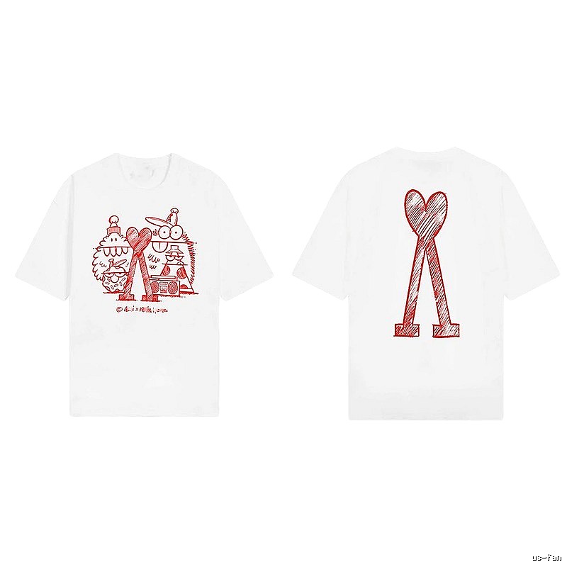 AMI Cartoon Graffiti Style Short-sleeve Shirt (White)