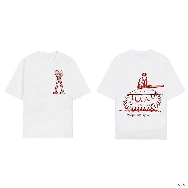 AMI cartoon printed white T-shirt