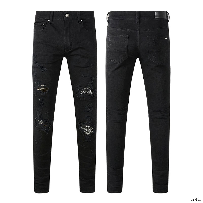AMI Ripped Trendy Cool Black Jeans