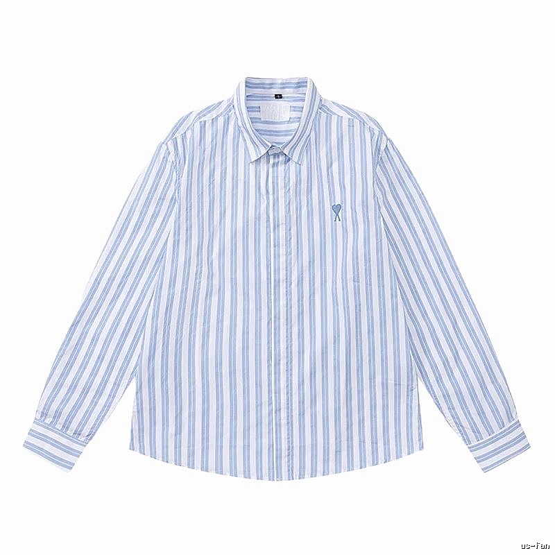 AMI Stripe Simple Blue Shirt
