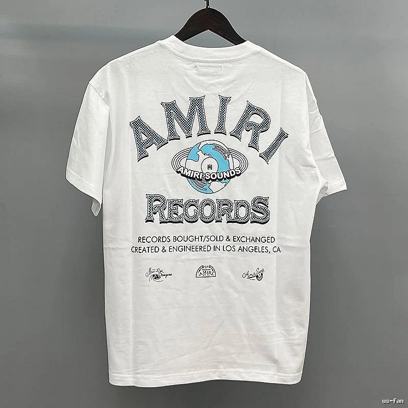 Amiri Letter Graphic White Blue Records Graphic T-Shirt Clean Colorway