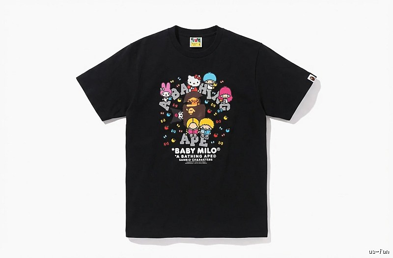 Black T-shirt with Bape cartoon prints