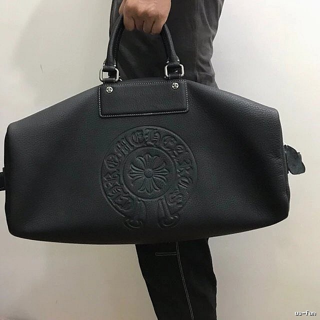 Chrome Hearts Black Leather Duffel Duffel Bag for Daily Rotation