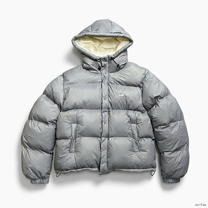 Corteiz trendy and cool style grey down jacket