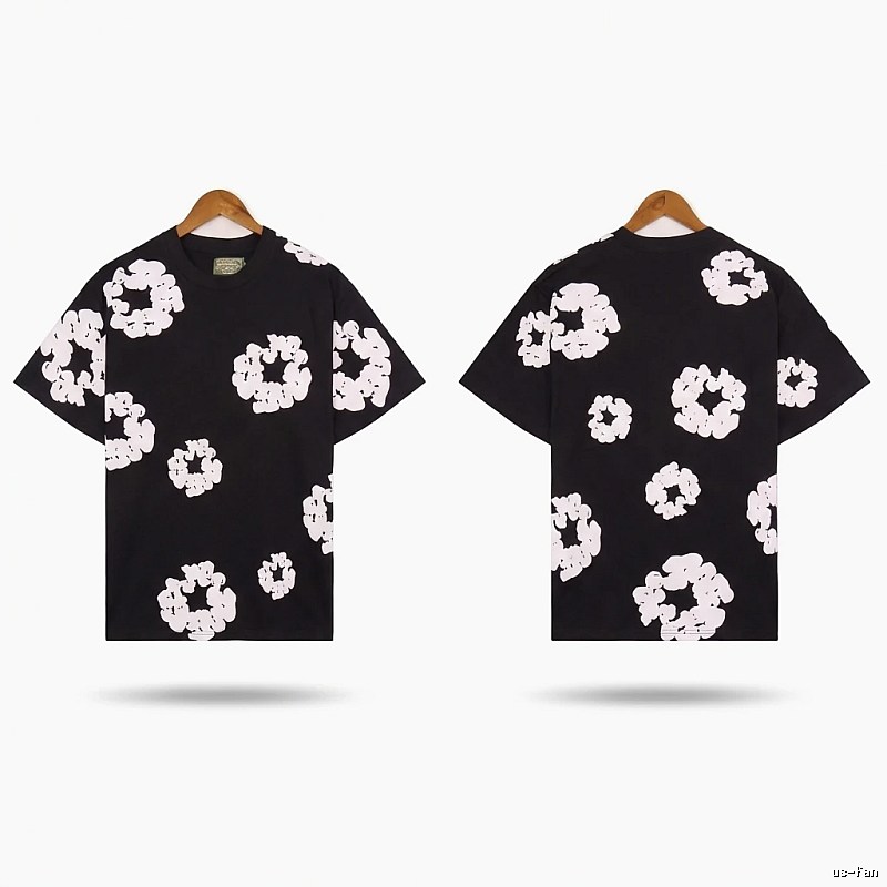 DENIM TEARS Black and White Retro Short-sleeve Shirt
