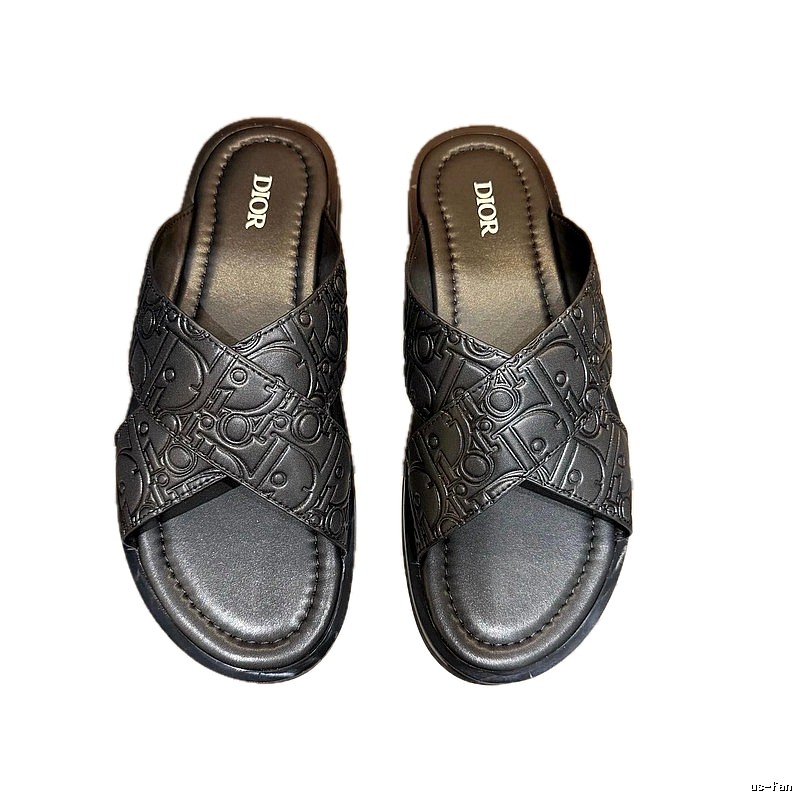 Dior Monogram Collection Light Luxury Style Black Slides