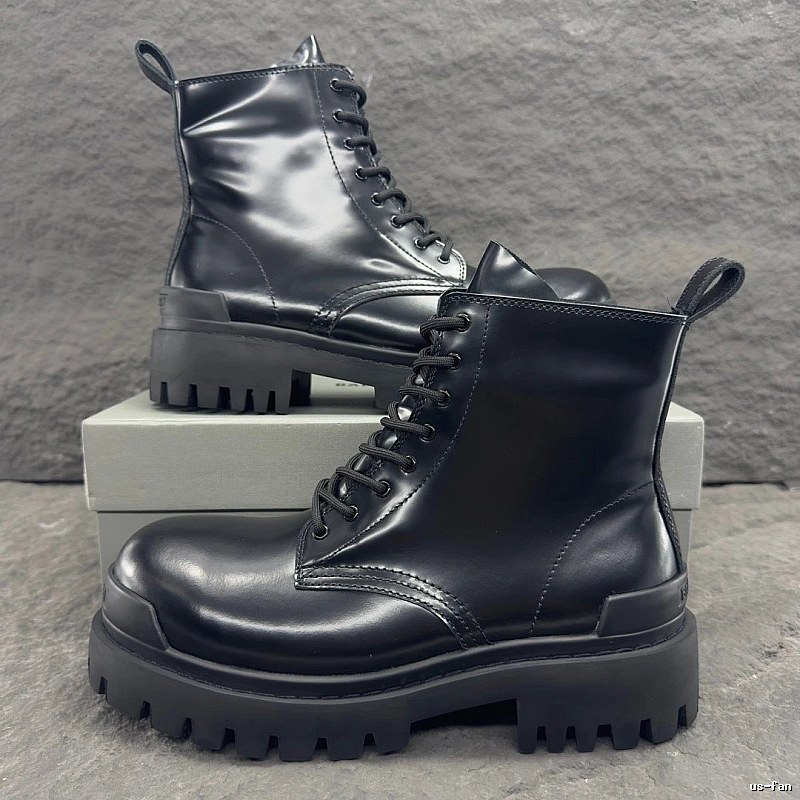 Glossy Black Ankle Boot Black Lace-up Boot for Daily Rotation