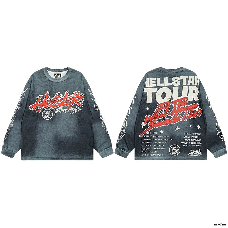Hellstar Tour Vintage Street Washed Grey Long Sleeve Shirt