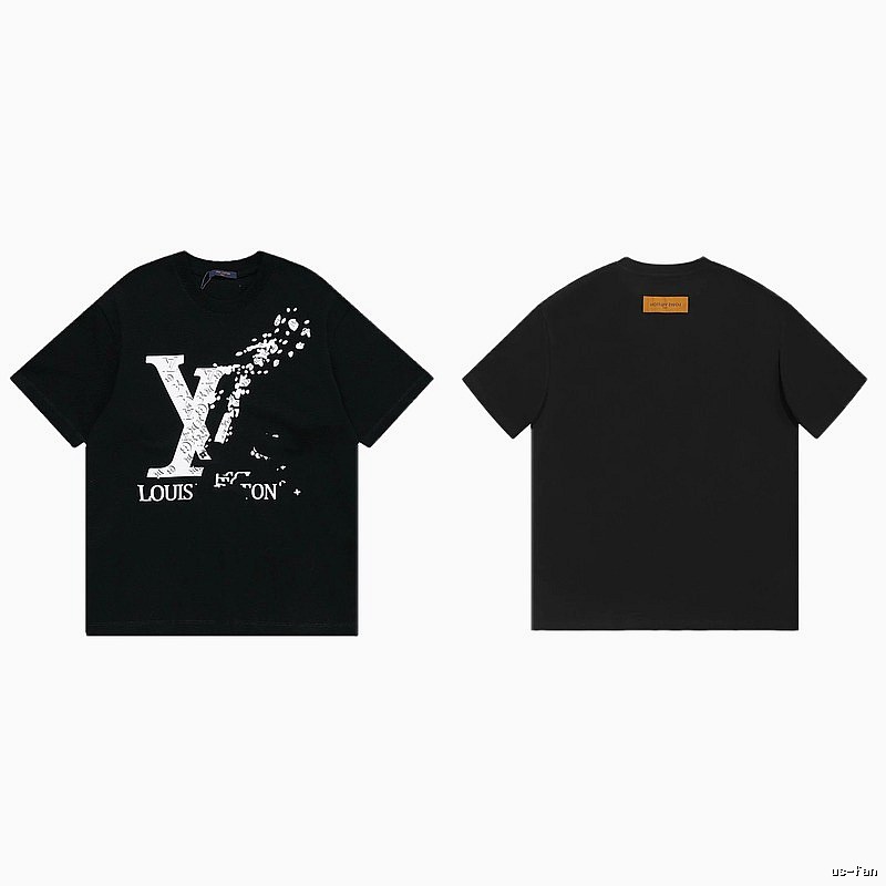 Louis Vuitton LV Printed Streetwear Style Black T-Shirt