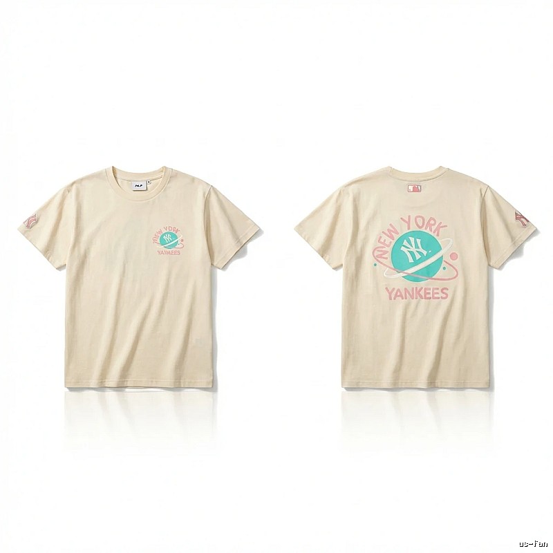 MLB New York Yankees trendy brand beige T-shirt
