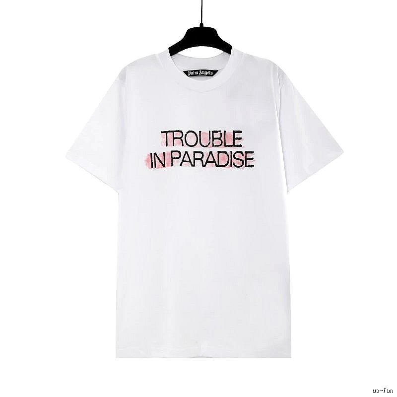 Palm Angels Streetwear Logo T-shirt White Palm Tree with Practical Shape