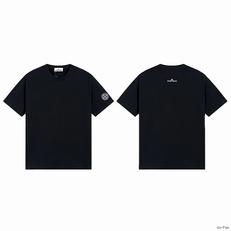 Stone Island Badge Techwear Style Black Short Sleeve T-Shirt