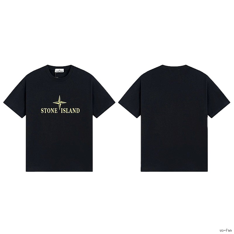 Stone Island Compass Print Street Style Black T-Shirt