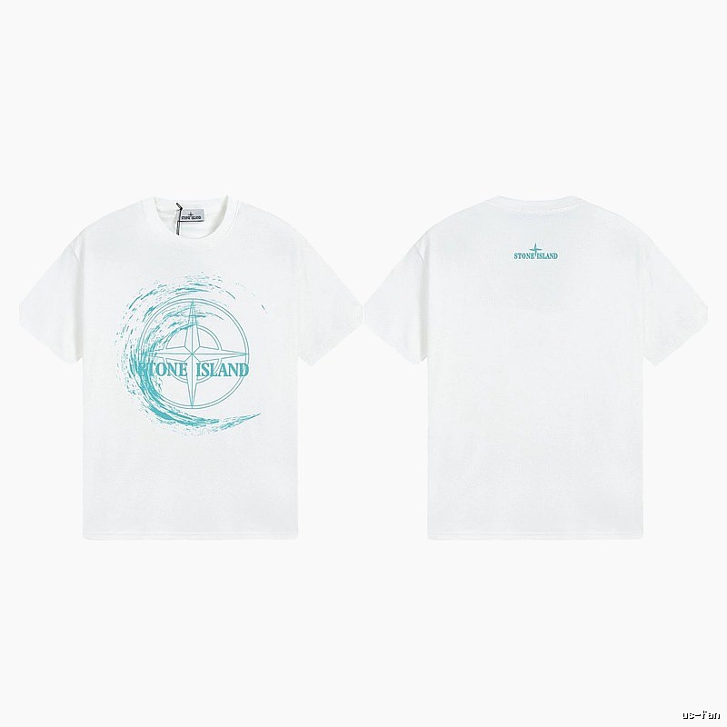 Stone Island Compass Print Street Style White T-Shirt