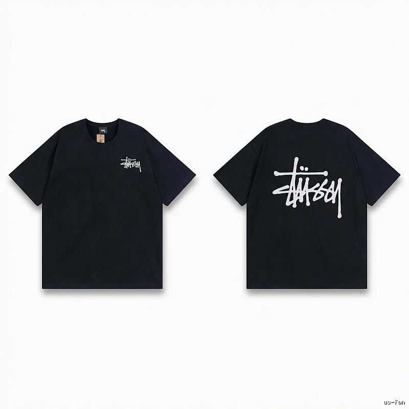 Stussy basic style simple black T-shirt