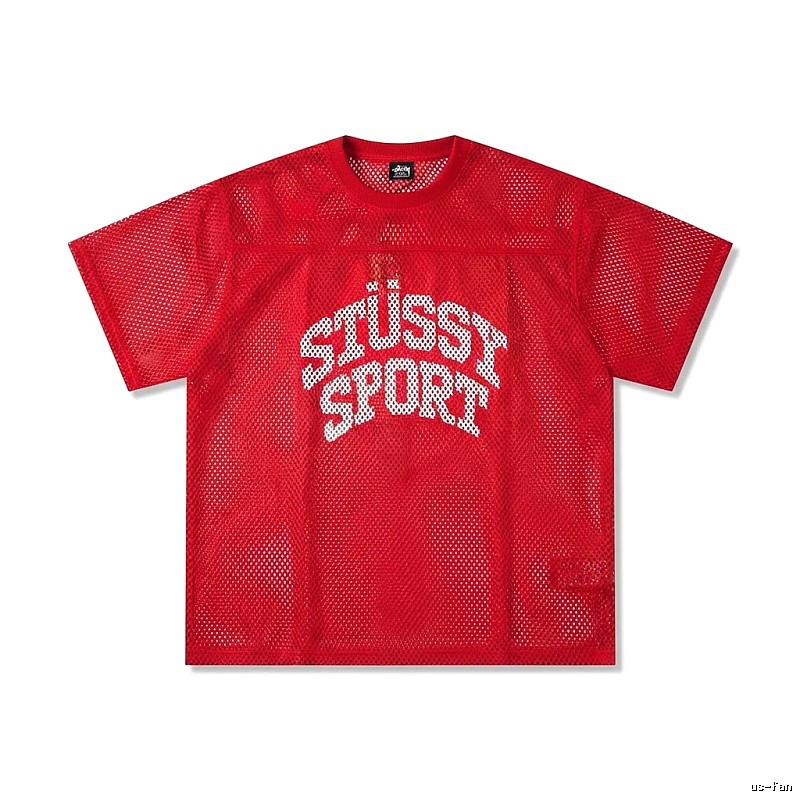 Stussy Sport series red trendy short-sleeved shirt.