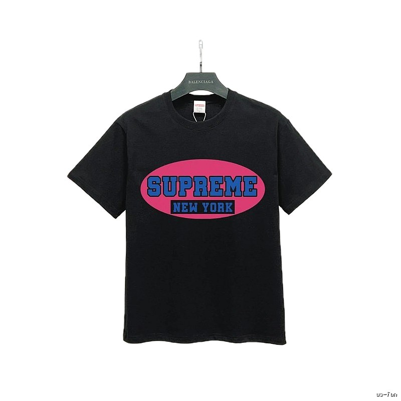 Supreme New York Print Street Style Black T-Shirt