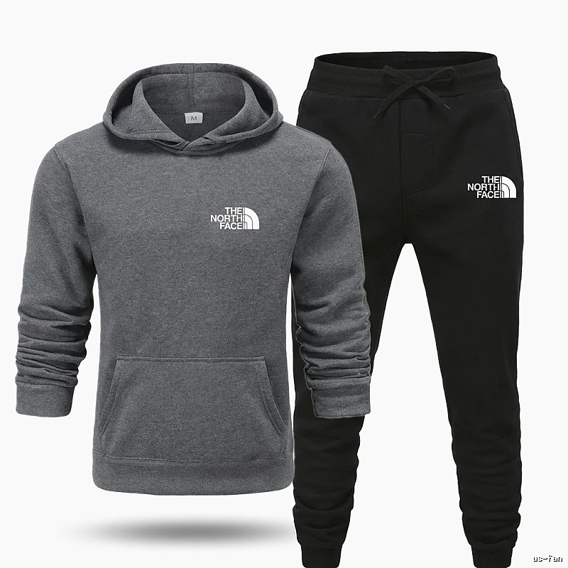 The North Face Simple Gray and Black Sportswear Set
