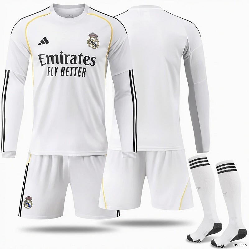 The sporty white jersey of Real Madrid.